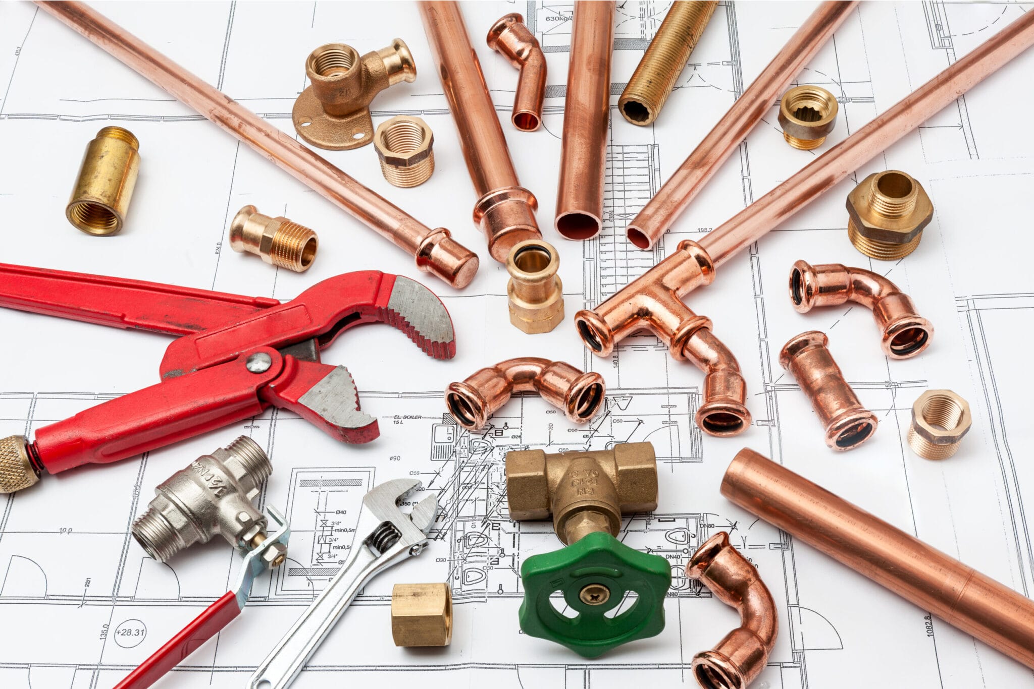 Copper pipe fittings and plumbing parts for Sanford, Florida repairs